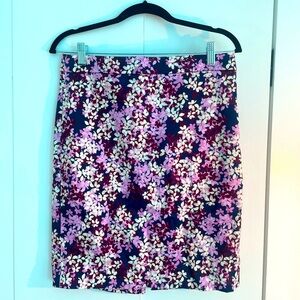 J. Crew Factory Pink and Blue Knee-Length Pencil Skirt